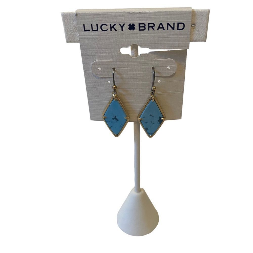 Diamond Shaped Faux Turquoise Drop Earrings